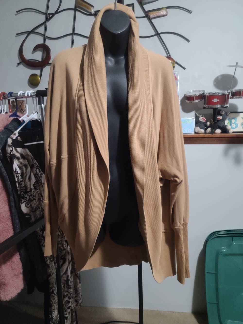 Wilfred Camel Open-Front Shawl Collar Cardigan